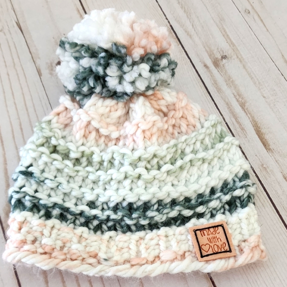 Handmade crochet infants hat.